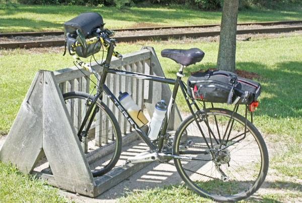 Destiny waiting to ride the Elroy-Sparta State Trail.