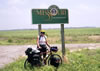 Kathy by the Missouri state sign